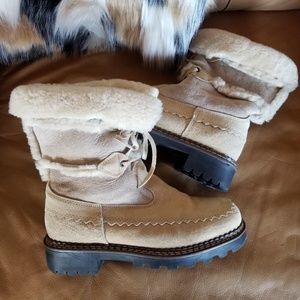 Blondo cream suede leather & Sherling boots, sz 8